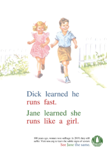 NOW - Dick and Jane run like a girl print ad