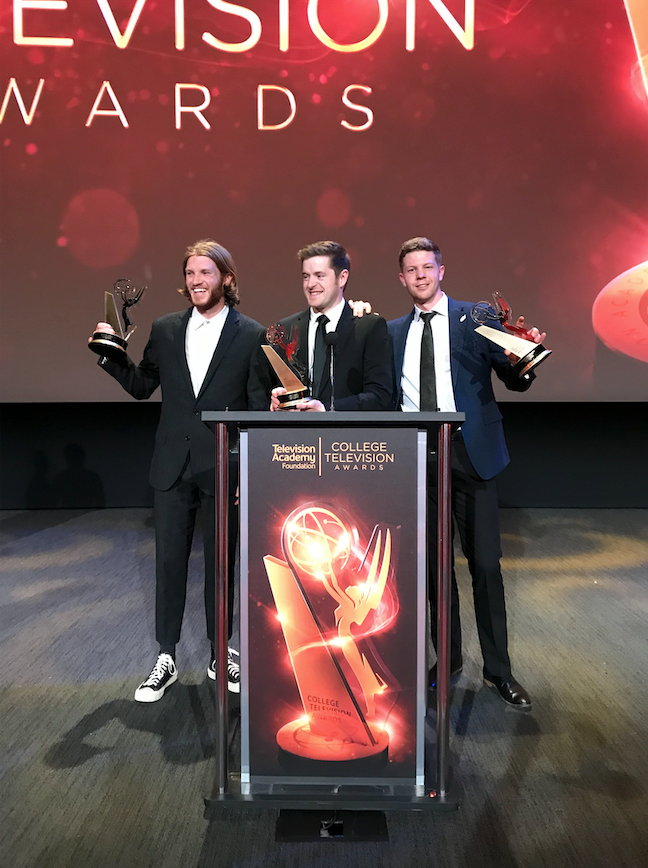 College Television Awards students and trophies